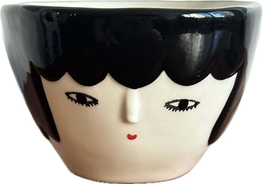 Kinska Ceramic Face Planter Pot whimsy eclectic art anime home
